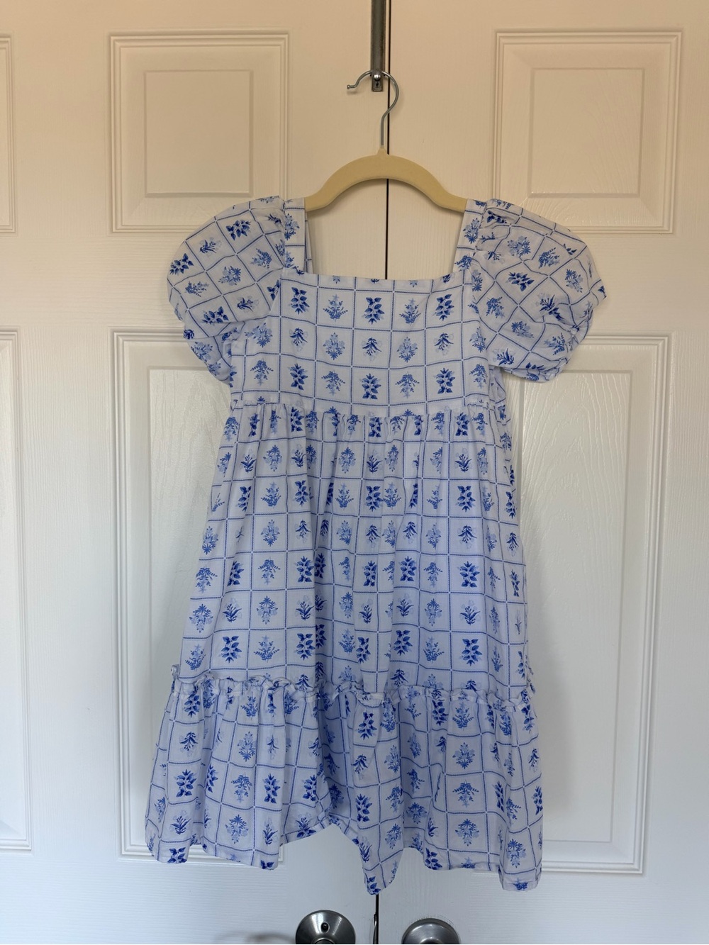 Janie and Jack Blue Floral Square-Neck Kids Dress